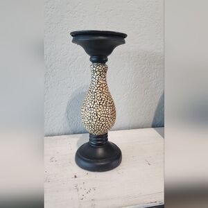 Black Metal with Resin & Glass Mosaic Taper Candle Holder